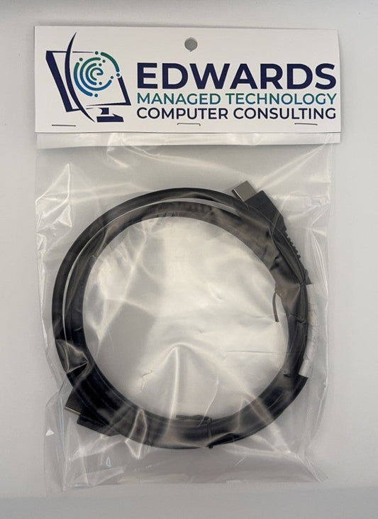 Packaged item with Edwards Managed Technology Computer Consulting label on a white background