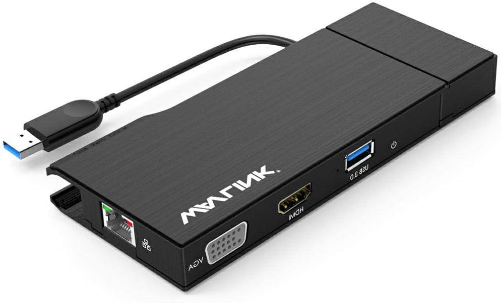 *** USED *** WAVLINK USB 3.0 Docking Station Dual Display HDMI | VGA with Gigabit Ethernet, USB 3.0 Port, Removable Card Reader, HDMI up to 2560x1440 and VGA 1920x1200 Support Windows and MacOS