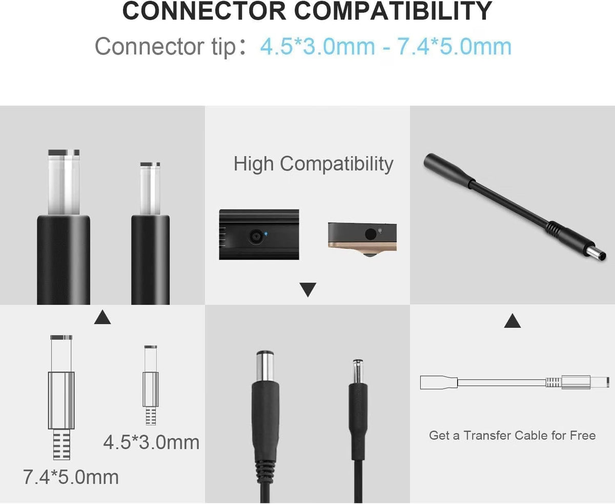 19.5V 4.62A 90W AC Charger Fit for Dell Inspiron 11 13 14 15 17 3000 5000 7000 Series Laptop Dell Latitude 14 15 Series Laptop Power Adapter Supply Cord