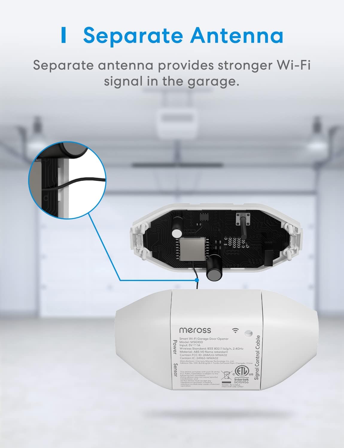 OPEN BOX - meross Smart Garage Door Opener Remote, Compatible with Apple HomeKit, Amazon Alexa, Google Assistant and SmartThings, No Hub Needed