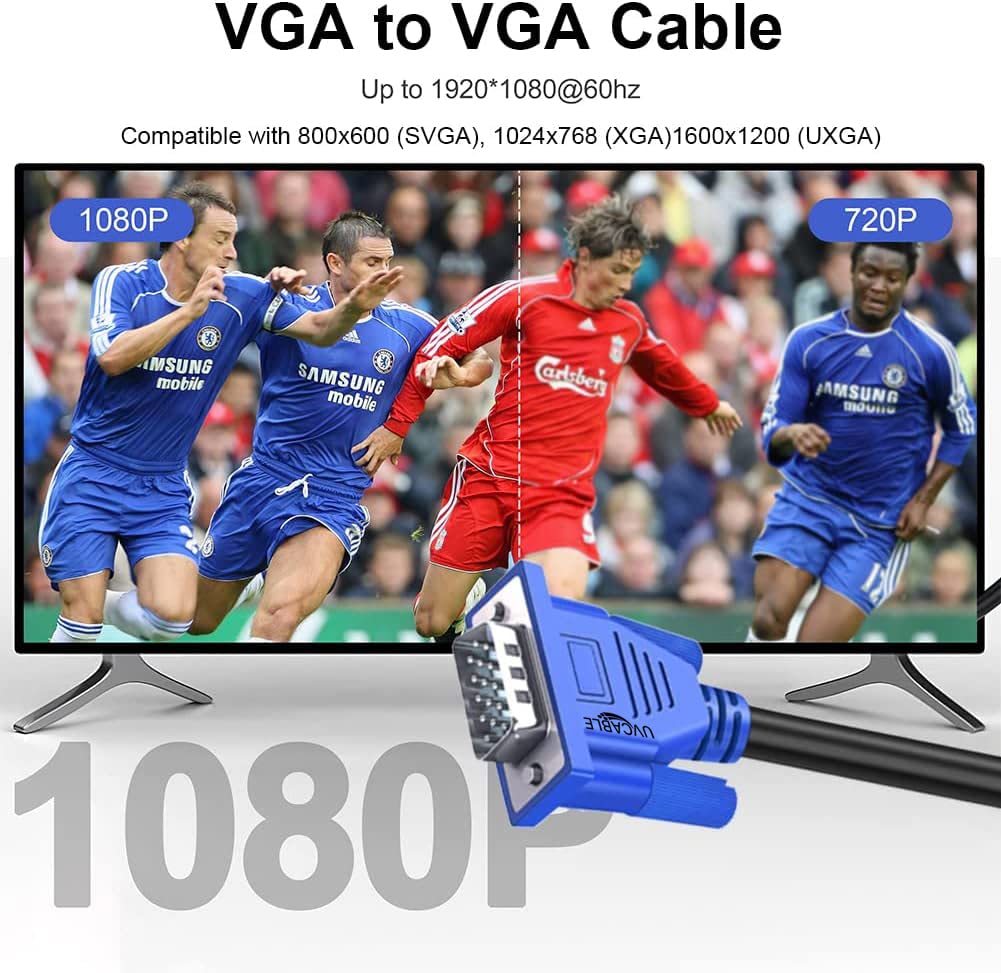 VGA Cable 6 Feet, Male to Male Monitor Computer Cable Adapter Cord by EMTCC Recycling