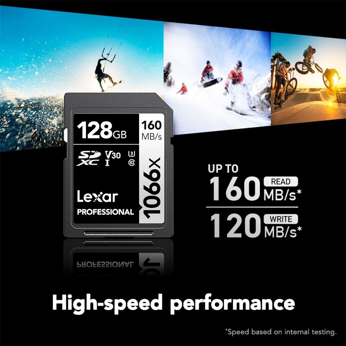 Lexar 128GB Professional 1066x SDXC Memory Card, UHS-I, C10, U3, V30, Full-HD & 4K Video, Up To 160MB/s Read, for DSLR and Mirrorless Cameras (LSD1066128G-BNNNU)