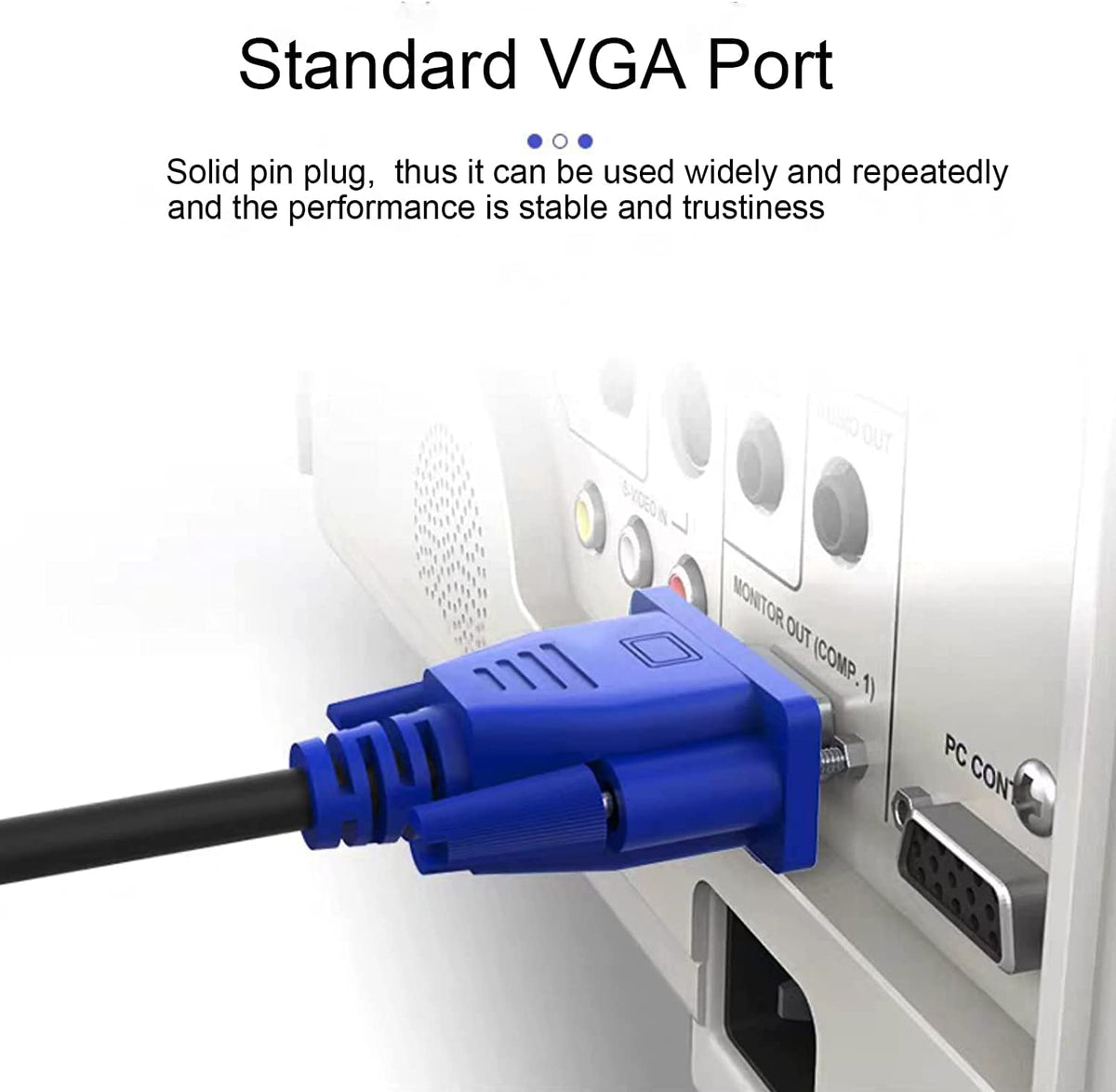 VGA Cable 6 Feet, Male to Male Monitor Computer Cable Adapter Cord by EMTCC Recycling