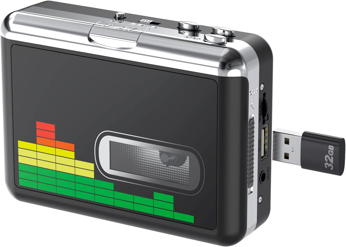 *** USED *** DIGITNOW USB Cassette Player, Portable Walkman Stereo Tape to MP3 Converter, Audio Music Recorder to MP3 Digital File Converter with Earphones, No PC Required, Black, BR607