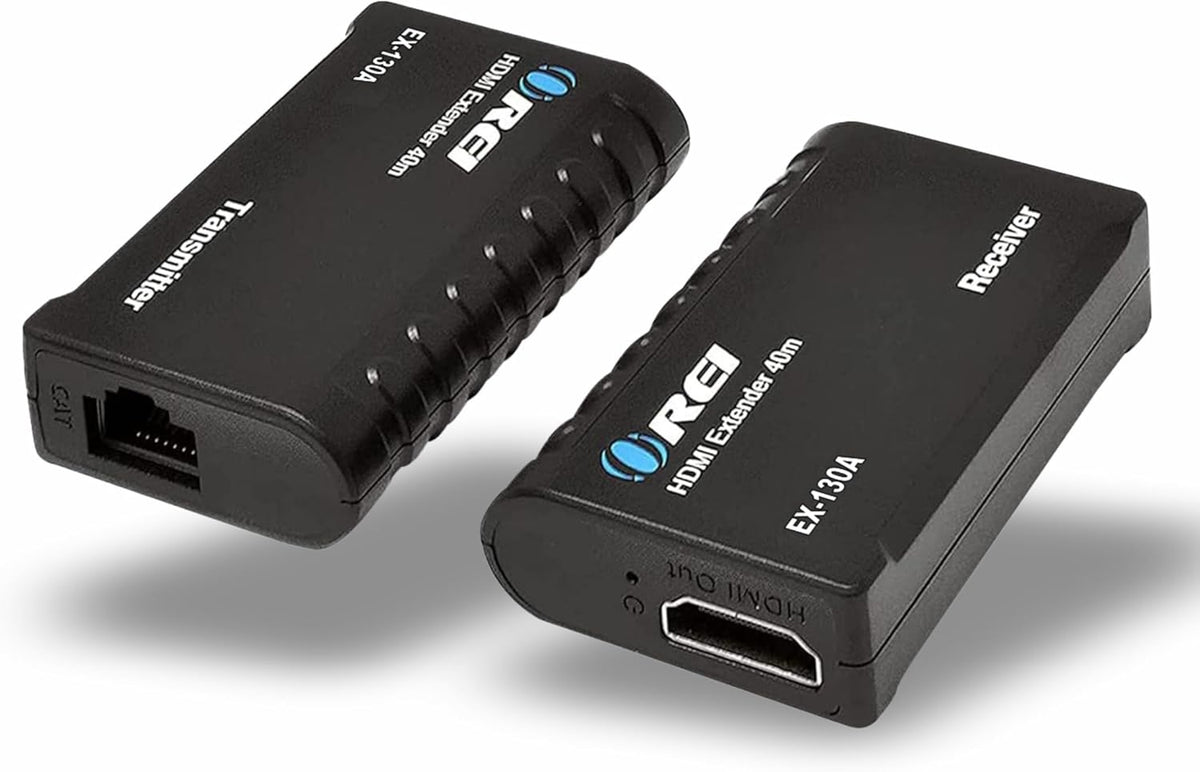 OREI HDMI Over Ethernet Extender– HDMI 1.4 with 1080p@60Hz Resolution, Power Over Cable - HDMI Over CAT6 Extension Up to 131 feet (EX-130A)