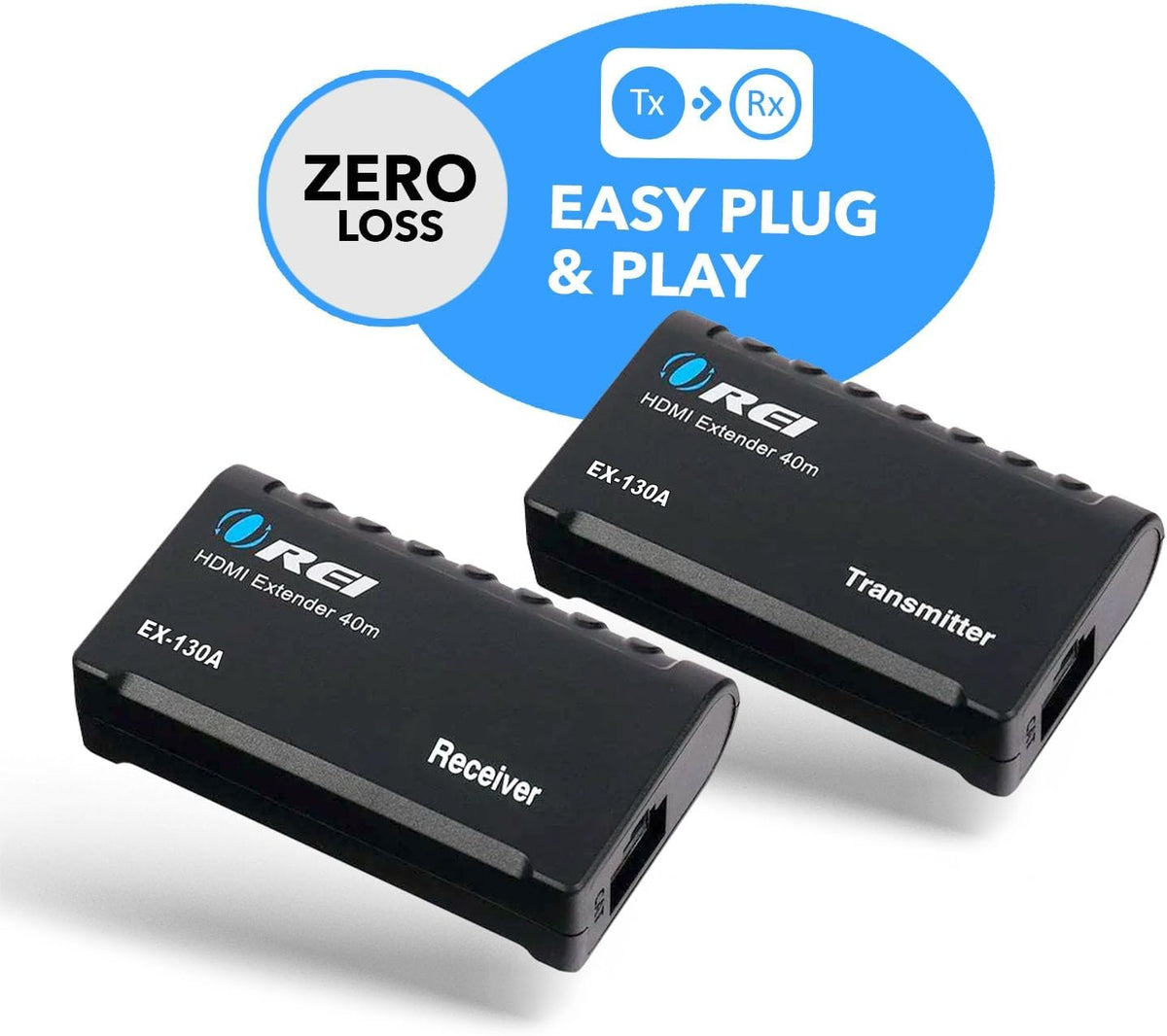 OREI HDMI Over Ethernet Extender– HDMI 1.4 with 1080p@60Hz Resolution, Power Over Cable - HDMI Over CAT6 Extension Up to 131 feet (EX-130A)
