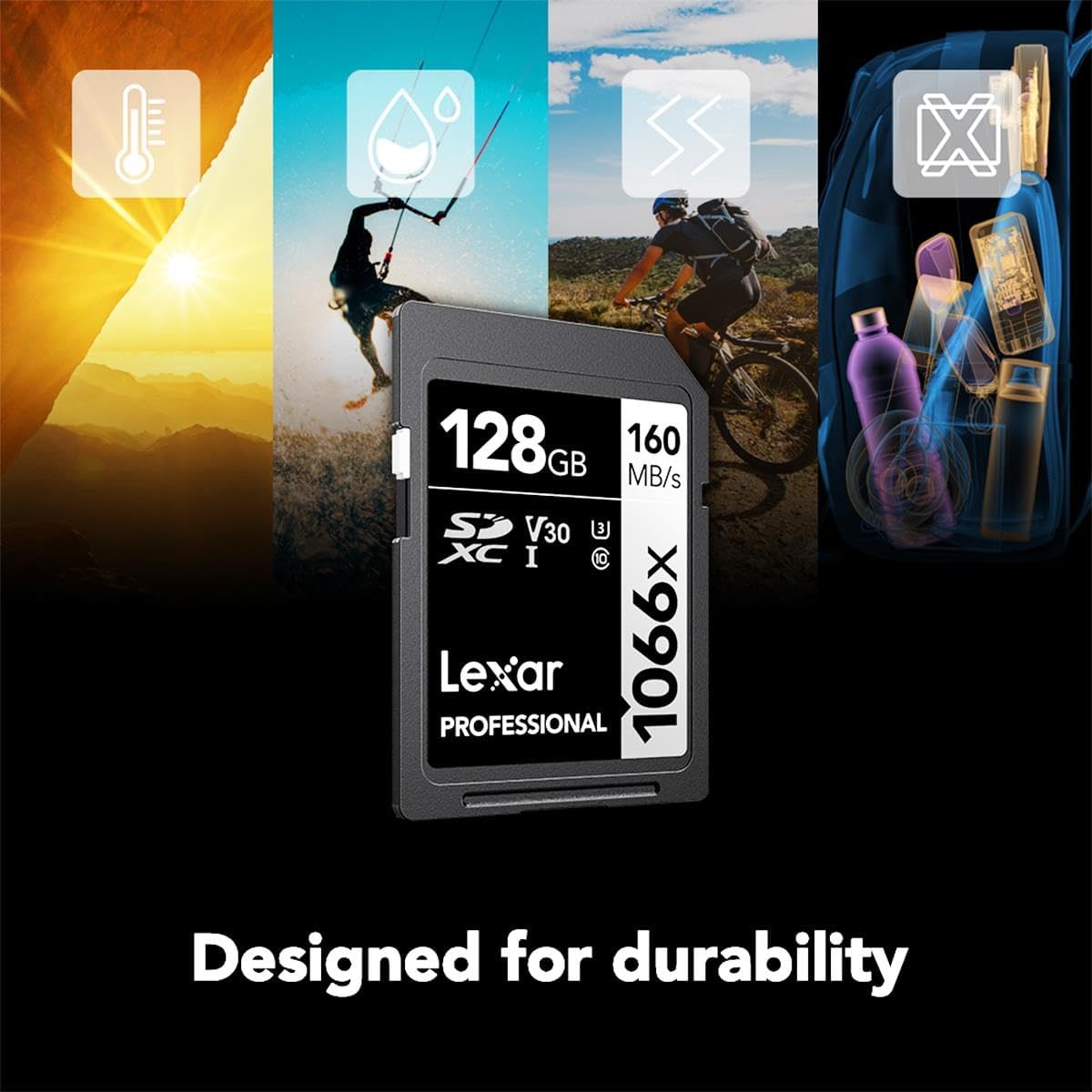 Lexar 128GB Professional 1066x SDXC Memory Card, UHS-I, C10, U3, V30, Full-HD & 4K Video, Up To 160MB/s Read, for DSLR and Mirrorless Cameras (LSD1066128G-BNNNU)
