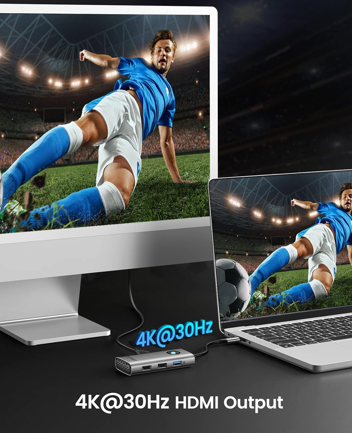 USB C Hub, ORICO 5 in 1 USB C Docking Station with 4K HDMI, 60W Power Delivery, USB 3.0 5 Gbps and 2 USB 2.0 Data Ports USB C Dock for MacBook Air, MacBook Pro, XPS, and More Type-C Devices
