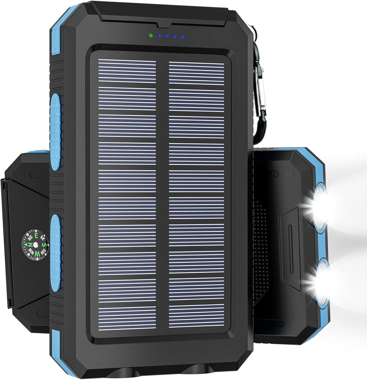 Solar Charger Power Bank - 36800mAh Solar Phone Charger, USB-C QC3.0 Fast Charger with LED Flashlight, IP65 Waterproof Portable Power Bank for Camping, Hiking Outdoor Activities（Blue）