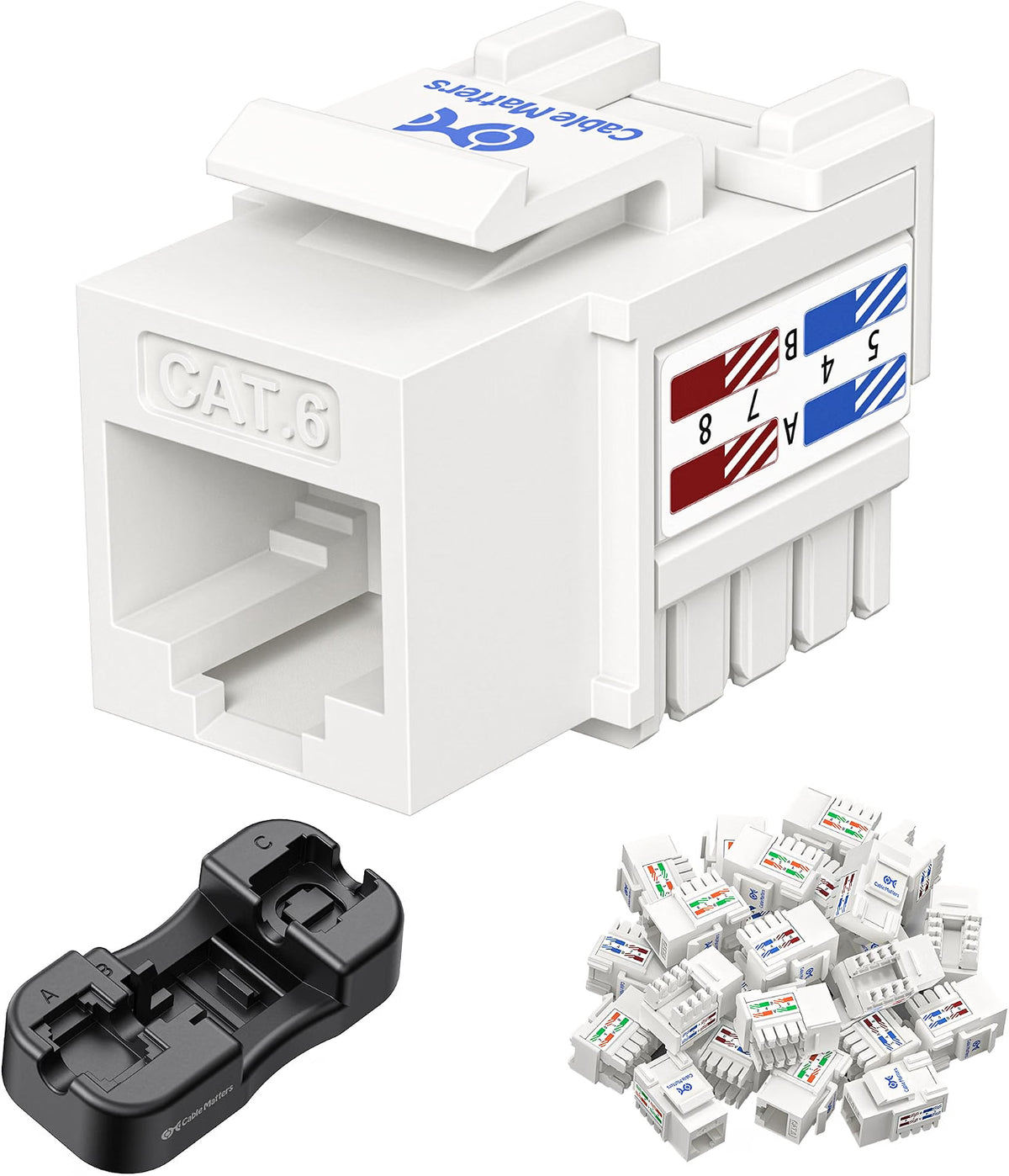 Cable Matters [UL Listed] 25-Pack 10Gbps Cat6 Keystone Jacks, White