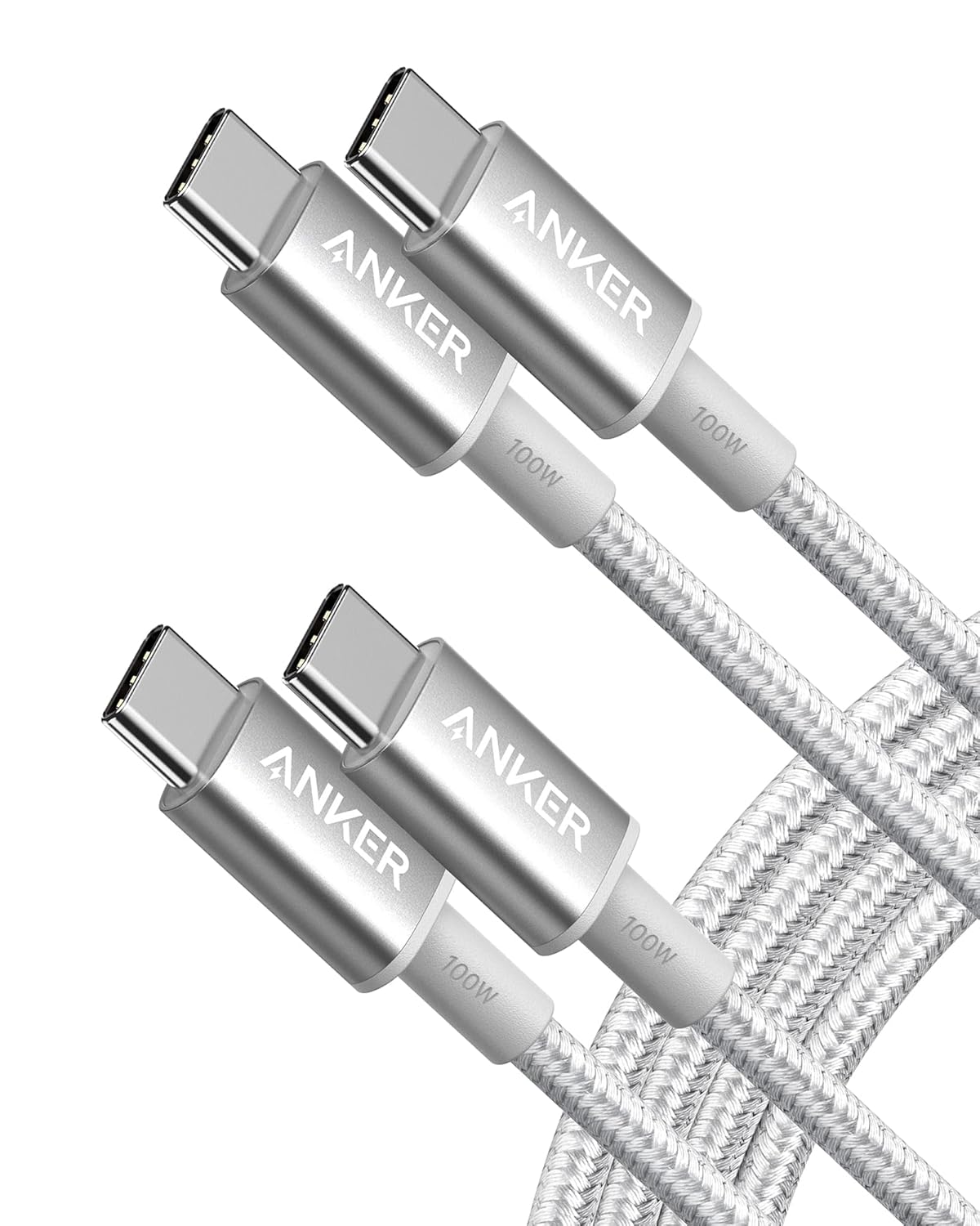 Anker USB C to USB C Cable (6FT), Type C 100W Charger Cord Fast Charging for iPhone 16 Series,MacBook Pro 2020,Pixel and More(USB 2.0,Silver)
