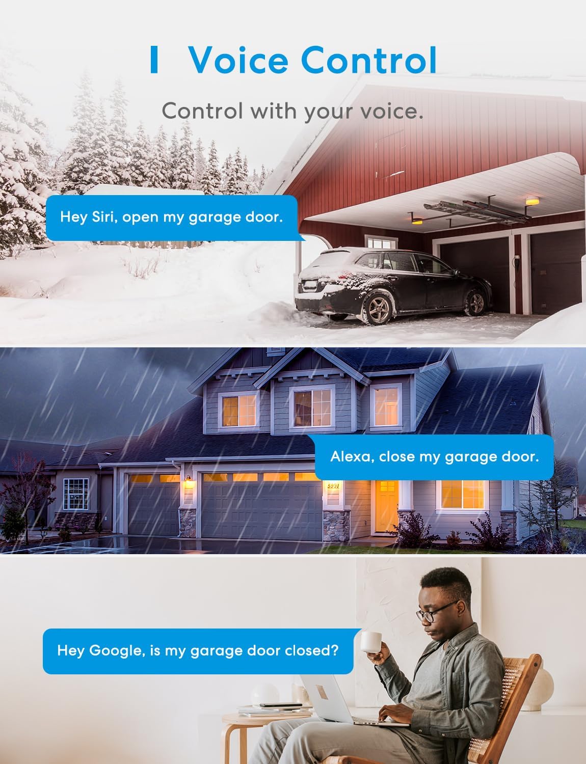 OPEN BOX - meross Smart Garage Door Opener Remote, Compatible with Apple HomeKit, Amazon Alexa, Google Assistant and SmartThings, No Hub Needed