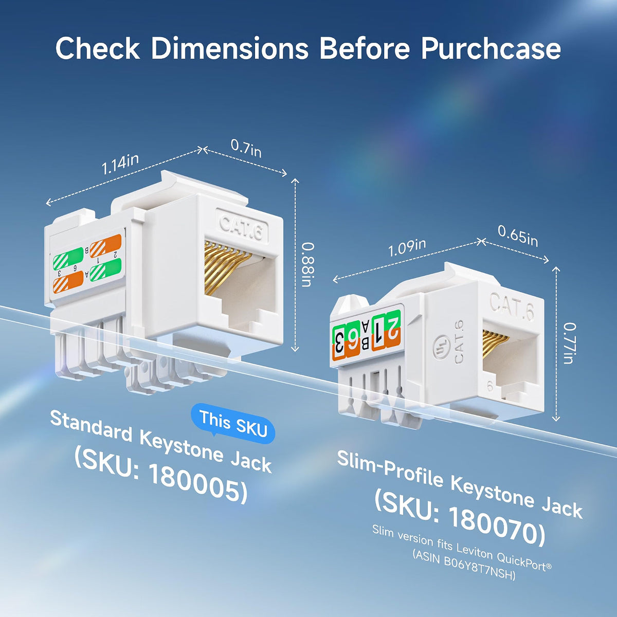 Cable Matters [UL Listed] 25-Pack 10Gbps Cat6 Keystone Jacks, White