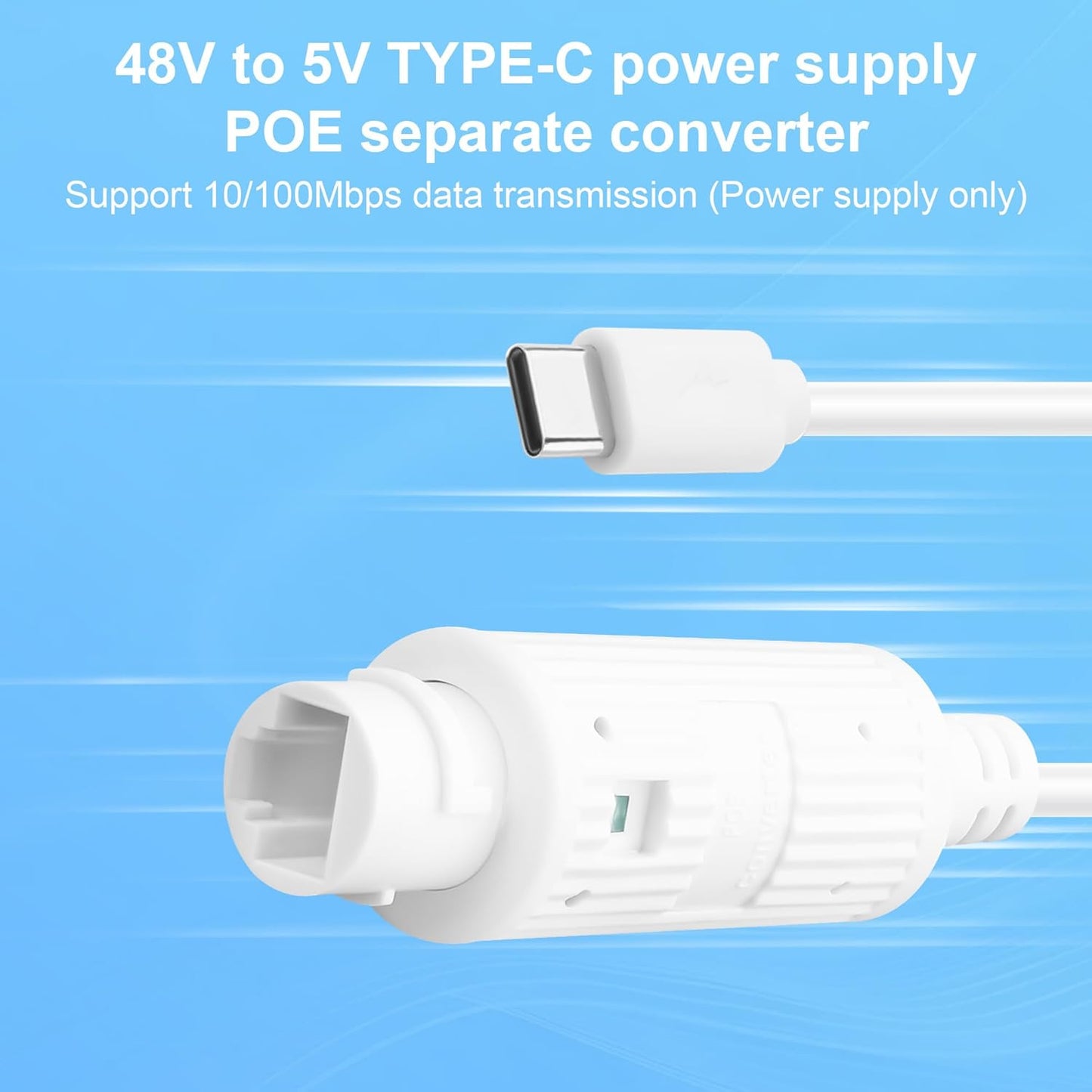 POE to USB C Power Converter, Ethernet to Type C 5V 2.4A 12W Charging Adapter,IP65 Waterproof for Security Cameras,Tablets IEEE802.3Af/At(No Data is transmitted, only Power is transmitted)