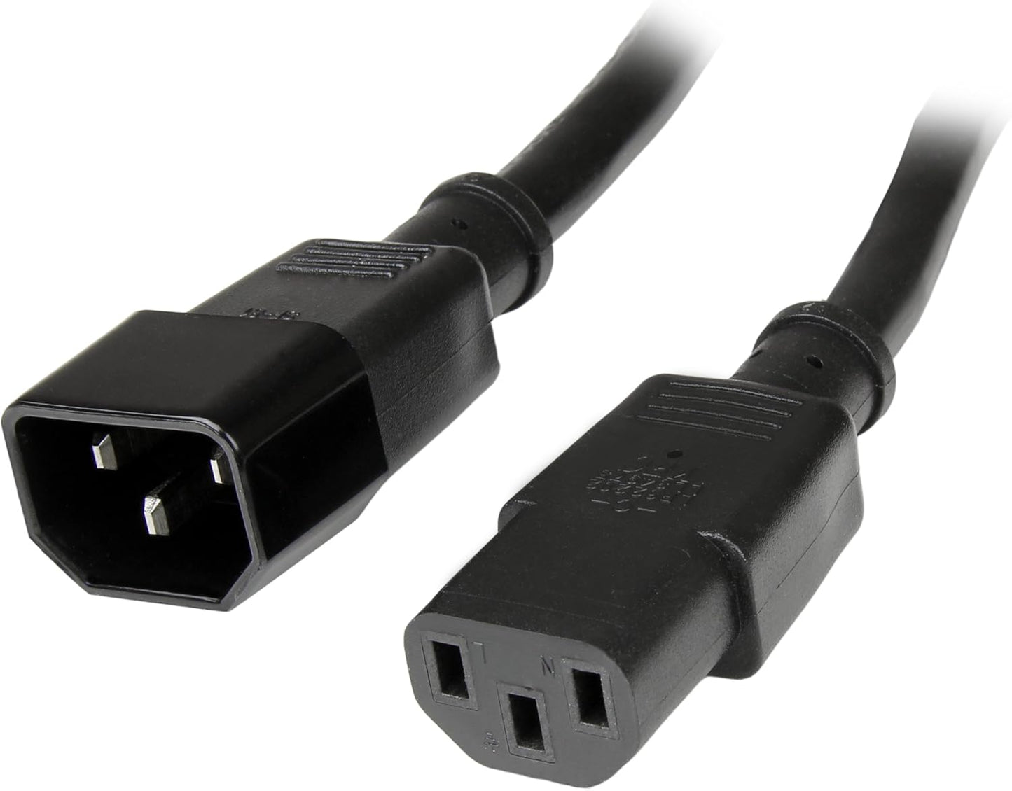 3 Prong Power Cord 6ft (1.82m) - 15A/250V, 14 AWG - C13 to C14, (IEC-60320-C13 to IEC-60320-C14) - Heavy-Duty Power Cable for Network and Data Center Needs 15A/250V - (Black)