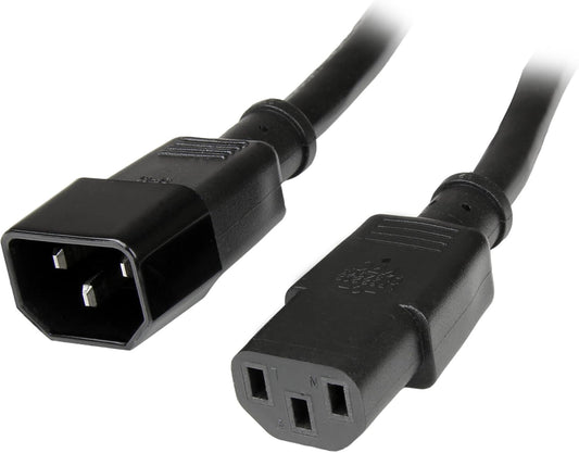3 Prong Power Cord 6ft (1.82m) - 15A/250V, 14 AWG - C13 to C14, (IEC-60320-C13 to IEC-60320-C14) - Heavy-Duty Power Cable for Network and Data Center Needs 15A/250V - (Black)