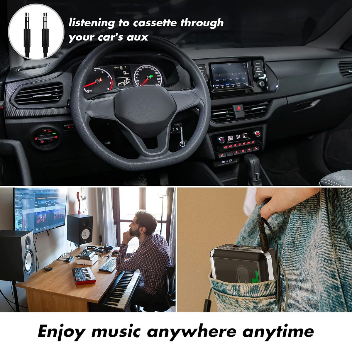 *** USED *** DIGITNOW USB Cassette Player, Portable Walkman Stereo Tape to MP3 Converter, Audio Music Recorder to MP3 Digital File Converter with Earphones, No PC Required, Black, BR607