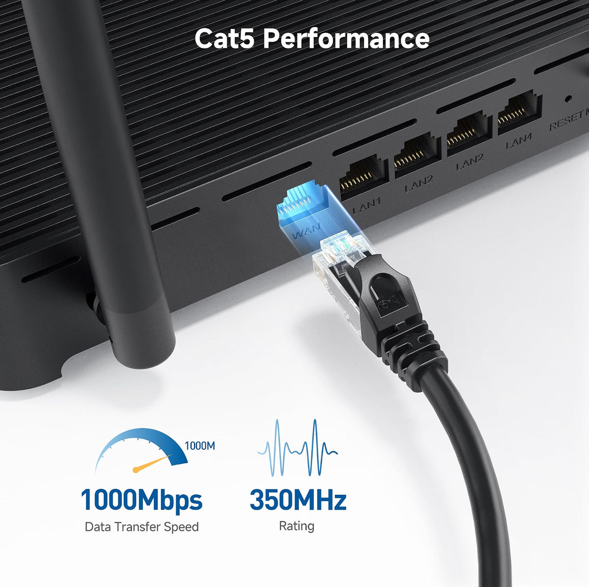 Cable Matters 1Gbps 8-Pack Snagless Cat 5e Ethernet Cable, 1ft, Multicolor