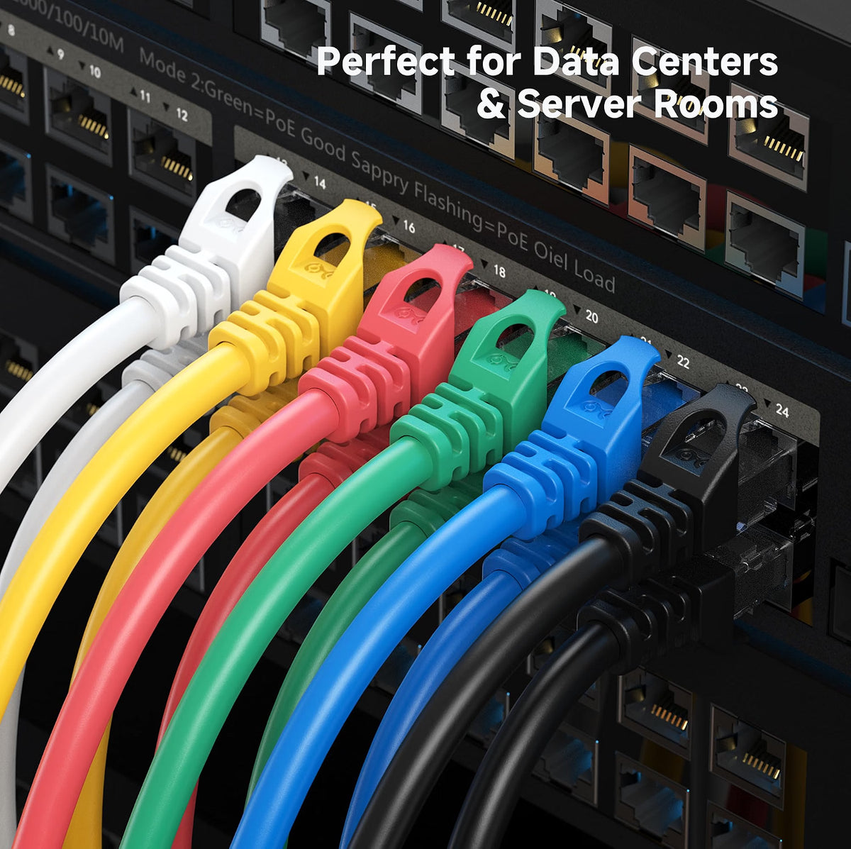 Cable Matters 1Gbps 8-Pack Snagless Cat 5e Ethernet Cable, 1ft, Multicolor