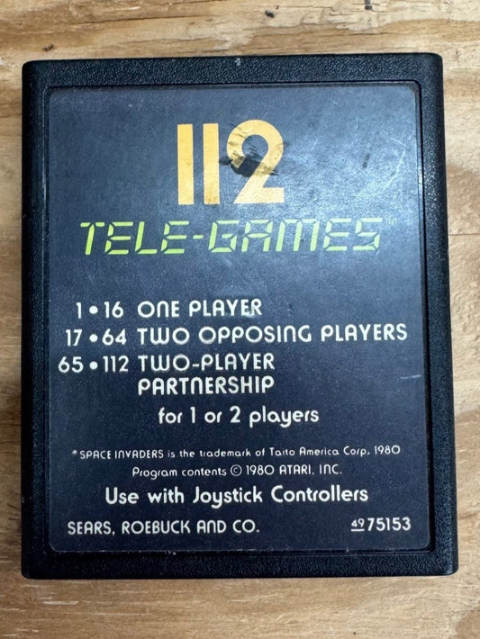 *** USED *** Sears Tele-Games 112 Space Invaders For Atari 2600 Retro Gaming Cartridge